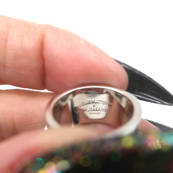 Louis Vuitton x Takashi Murakami S-Lock Ring Black Coated Canvas Size 5 NEW - Picture 8 of 8